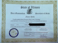a state of illinois certificate with a red circle on it